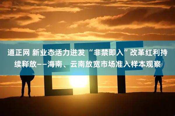 道正网 新业态活力迸发 “非禁即入”改革红利持续释放——海南、云南放宽市场准入样本观察